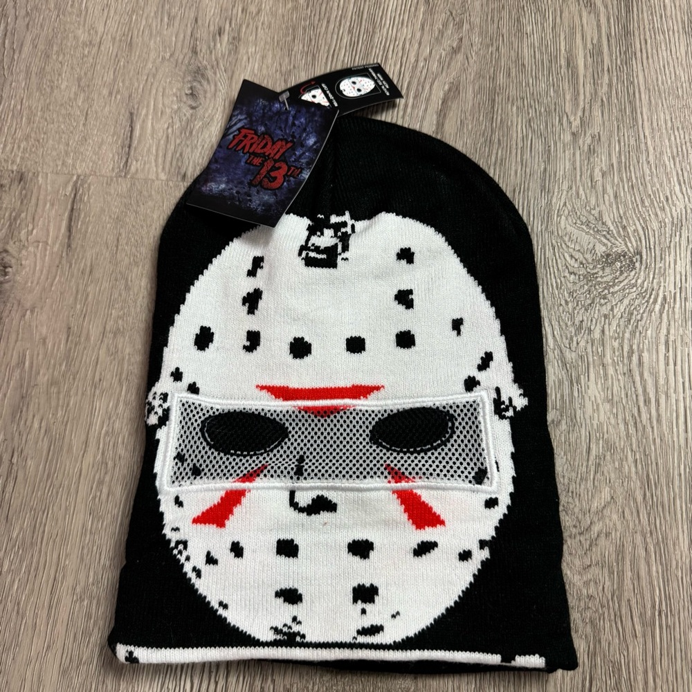 Friday the 13th Jason Roll-Down Beanie with Reveal Mesh Mask NWT